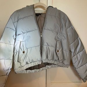 reflective puffer jacket, great condition, never been worn. super funky jacket